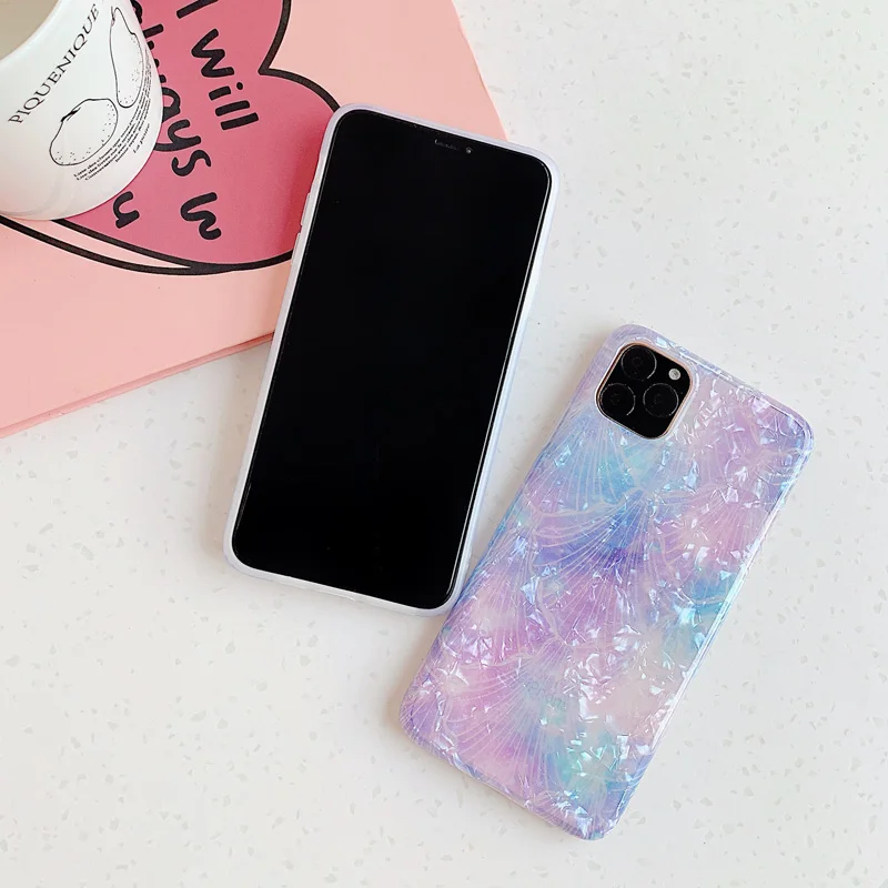 Блестящий блестящий чехол ракушка для iphone SE 2020 11 Pro Xs Max градиентный мраморный