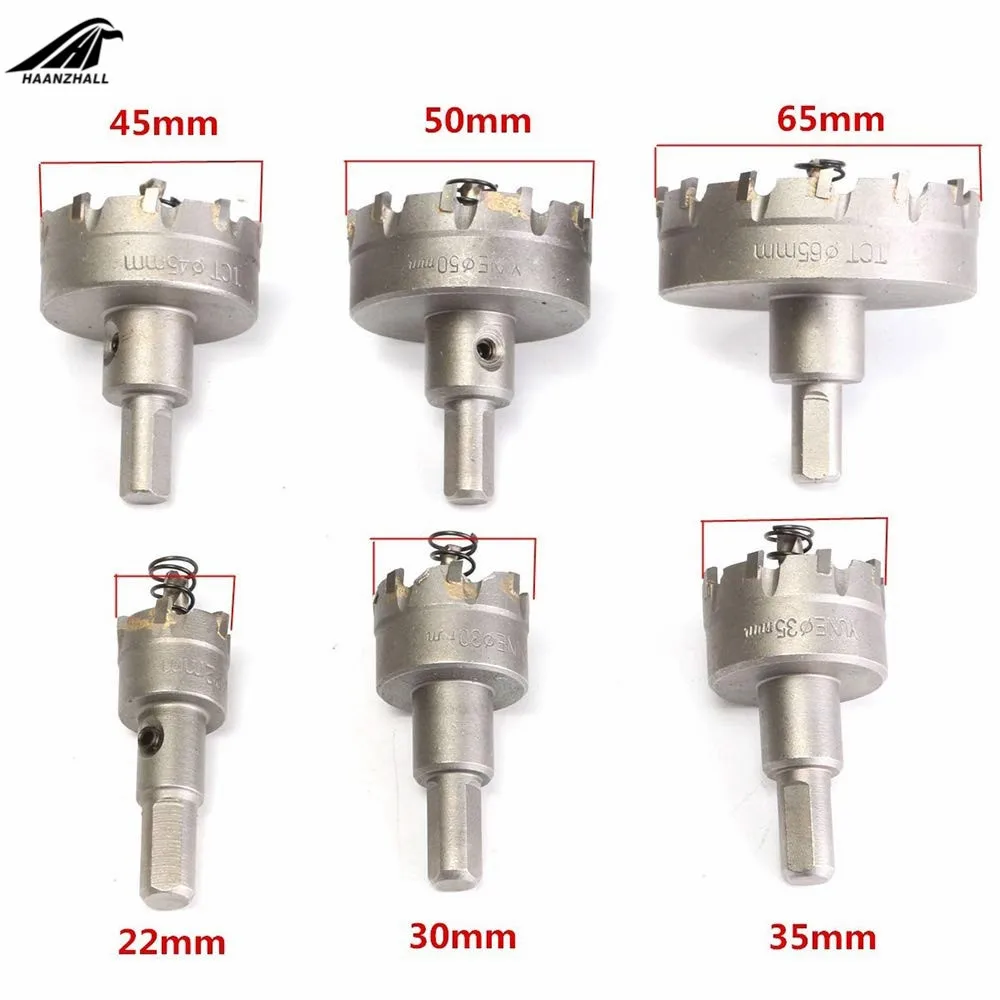 6 шт. Твердосплавный Наконечник сверла кольцевая пила 22/30/35/45/50/65 сверло набор кольцевая пила Резак для Нержавеющая сталь из металлического сплава