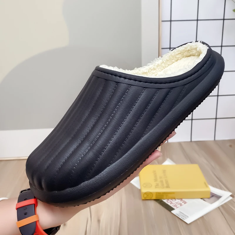 

Hot Waterproof Non-Slip Home Slippers Men Winter Warm Women Indoor Cotton Non-slips Ladies Soft Slippers Lover Couples Shoes