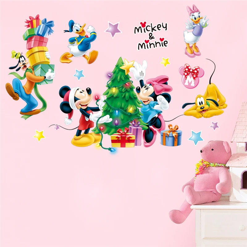 lovely Mickey Minnie Wall Stickers For Kids Room Children Bedroom Wall Decoration