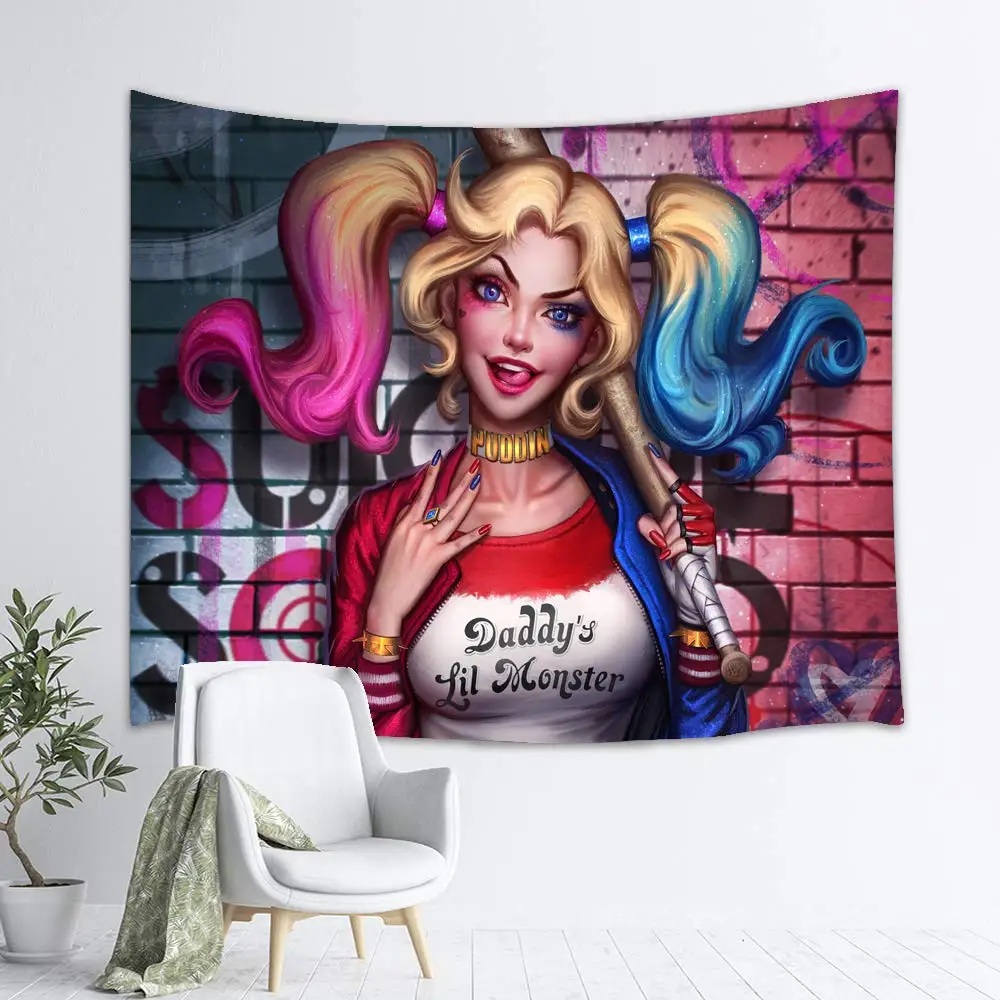 

Harley Tapestry Cartoon Wall Hanging Home Decor for Living Room Bedroom Dorm