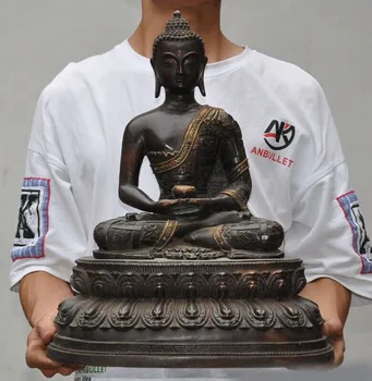 

wedding decoration 18" Tibet Buddhism bronze Inlay gem Sakyamuni Shakyamuni Medicine Buddha statue