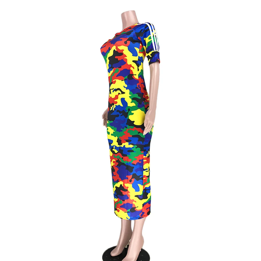 Лето размера плюс, сексуальное Клубное облегающее платье, женское Макси камуфляжное платье, женские повседневные длинные офисные платья, платья GL6168