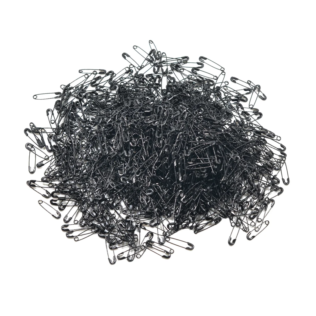 1000x Mini Tags Safety Pins Jewelry Making Accessories Findings Black 19mm