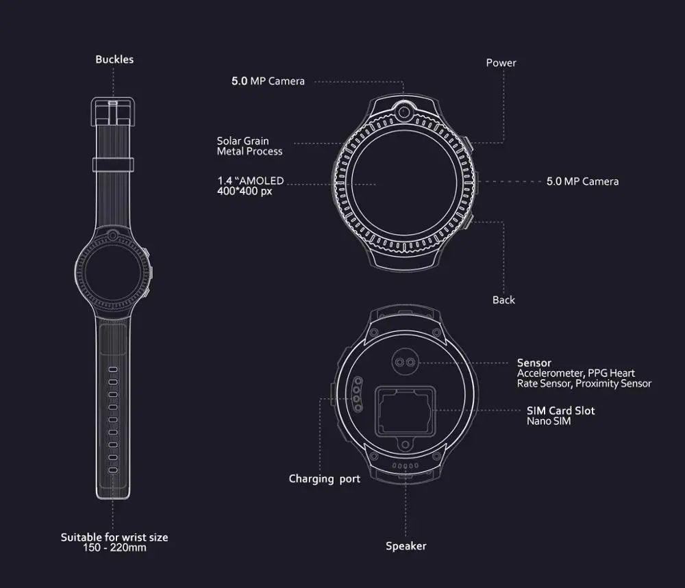 Новые смарт-часы 4 Dual 4G MTK6739 четырехъядерный 1 ГБ ОЗУ 16 Гб ПЗУ 530 мАч 5 Мп+ 5 Мп двойная камера 1," AMOLED умные часы для мужчин