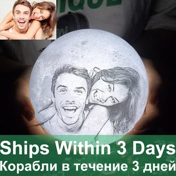 

New 3D printed photo/text custom moon light colorful change touch USB LED night light home decoration creative gift