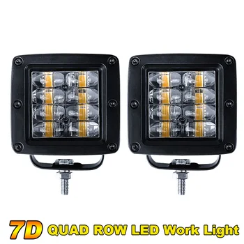 

7D 3 inch LED Bar Quad Row Flood Offroad Led Work Light Bar for Car Truck Tractor 4x4 ATV 4WD SUV UAZ Boat 12V 24V Driving Light