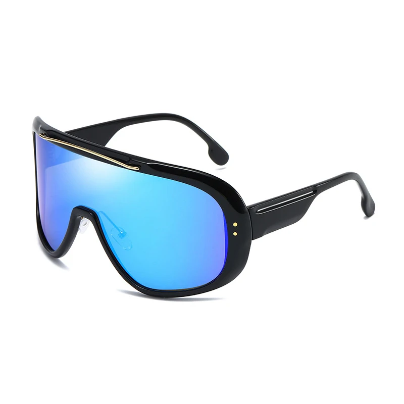 OEC CPO женские крупные Солнцезащитные очки Мужские цельные защитные козырьки ветрозащитные очки солнечные очки с заклепками женские Gafas de sol O204 - Цвет линз: Black-Black