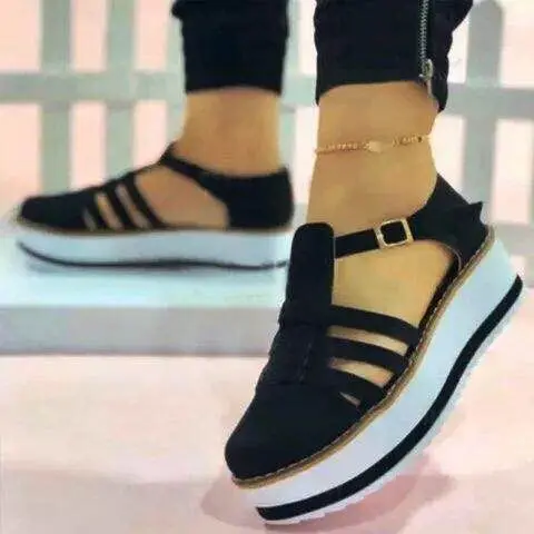 

New Women Sandals Buckle Strap Flock Summer Shoes Chaussures Femme Flat Platform Sandalias Plus Size Shoes 2020 Fashion