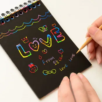 

3pcs Kids Rainbow Scratch Painting Notebooks Magic Colorful Drawing Notebook Children Education Toy with 3pcs Drawing Stylus