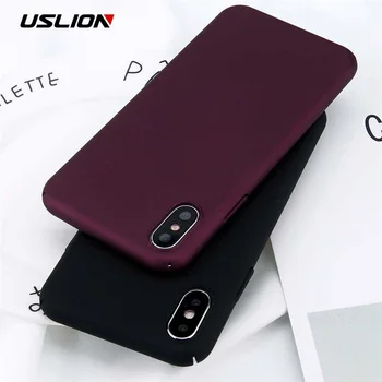 

USLION For iPhone 11 Pro Max X Xs Max XR 8 7 Plain Phone Case Frosted Hard PC Back Cover For iPhone 8 7 6 6S Plus 5 5S SE Cases