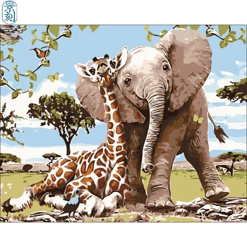 

Giraffe series .Hand Made Paint High Quality Canvas Beautiful Painting By Numbers Surprise Gift Great Accomplishment