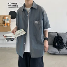 Loose Fit Short Sleeve Shirts for Mens Summer Tops with Pockets Chemise Hawaiienne Mode Homme 2020 Camisa Manga Corta Blouse Men