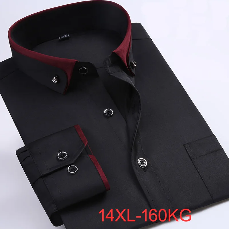 Spring Men Wedding Shirt Formal Long Sleeve Plus Size Dress Shirts 3XL 4XL 9XL 10XL 14XL dress shirts