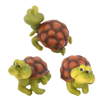 

3pcs Mini Turtle Figurines Durable Creative Resin Turtle Figurines Turtle Ornament Garden Decor for Home Gift