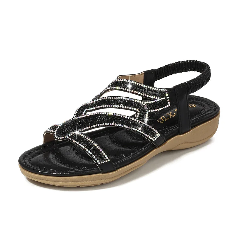 

Ladies Shoes Bohemian Women Shoes Sandals Women 2020 Summer Blue Grid Striped Flat Shoes X6X80302