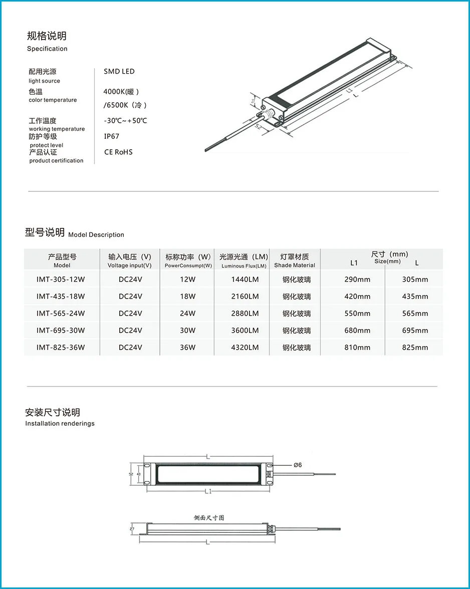12W 18W Led Panel Light 24V DC CNC Machine Work Tools Working Lighting Tempered frosted glass Waterproof IP67 Free shipping 19