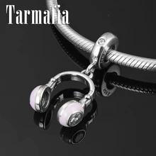 Персональный подарок DIY из стерлингового серебра 925 пробы розовый кулон в форме наушников бусины для изготовления ювелирных изделий подходят оригинальные браслеты Pandora