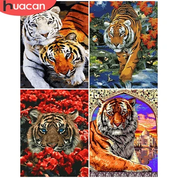 

HUACAN DIY Pictures By Number Kits Tiger Painting By Numbers Animal Hand Painted Paintings Art Drawing On Canvas Gift Home Decor