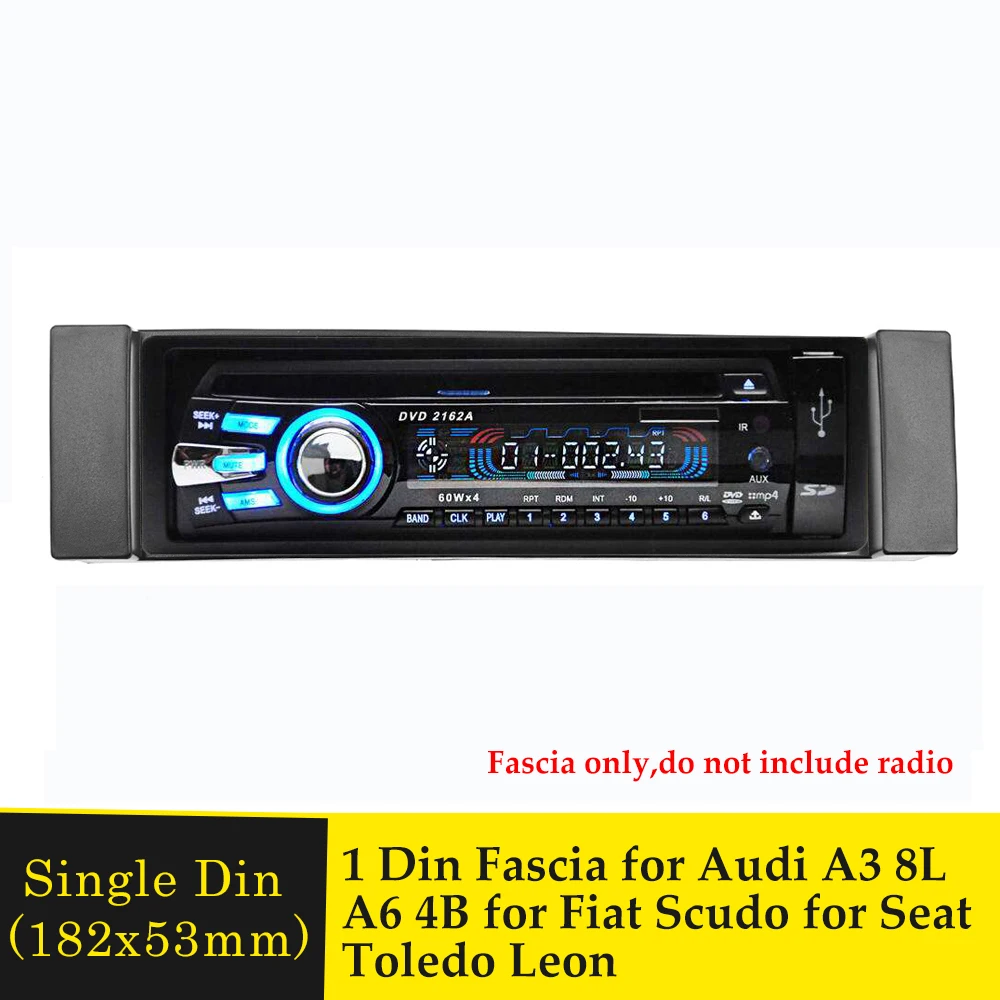 Marco de Fascia de Radio de 1 DIN, Panel de montaje estéreo, de placa bisel para A3, 8L, A6, 4B, Fiat Scudo, Seat Toledo, Leon|Cubierta flexible de parachoques| -