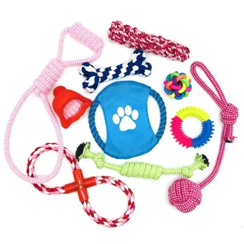 

10 Pcs Dog Molar Chew Rope Toys Set Washable Durable Cotton Pet Clean Teeth Dog Chew Rope Toy