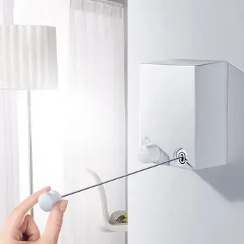 

Telescopic Non-Perforated Clothesline 304 Stainless Steel Indoor And Outdoor Portable Easy To Install Invisible Clothesline #sk