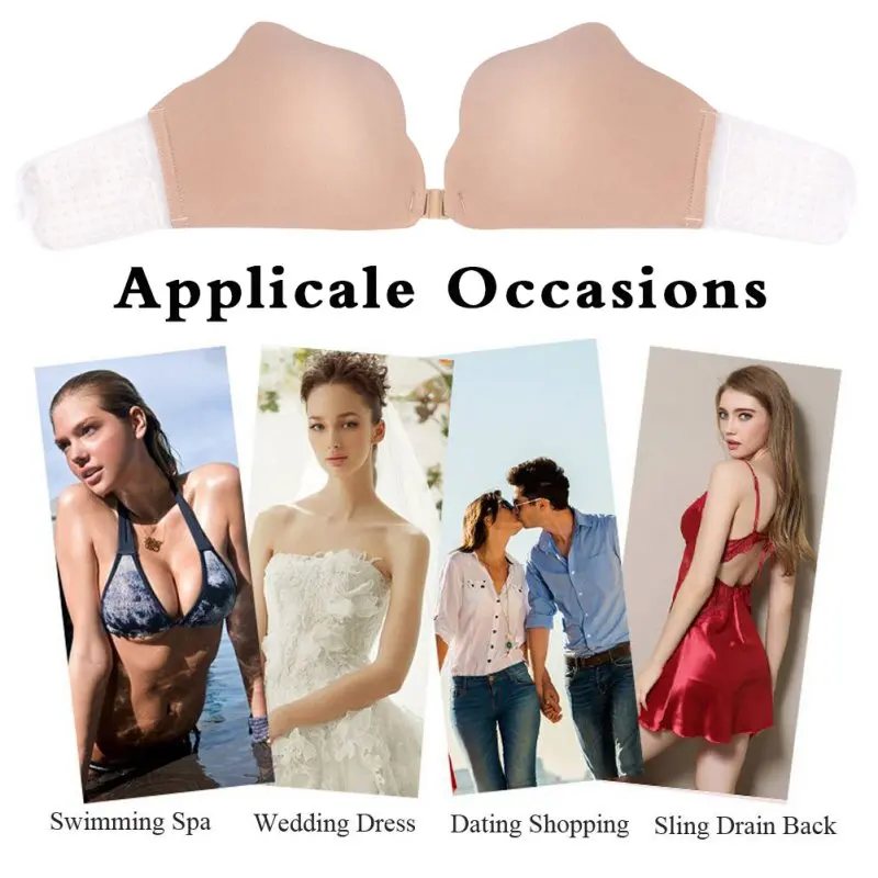 New Self Adhesive Silicone Petals Front Closure Gathered Reusable Lift Up Nipple Covers Invisible Magic Underwear Bras