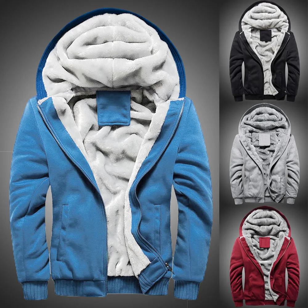 Мужская толстовка с капюшоном, зимний теплый флисовый свитер на молнии, куртка, верхняя одежда, пальто, бархатная бейсбольная форма, спортивная куртка