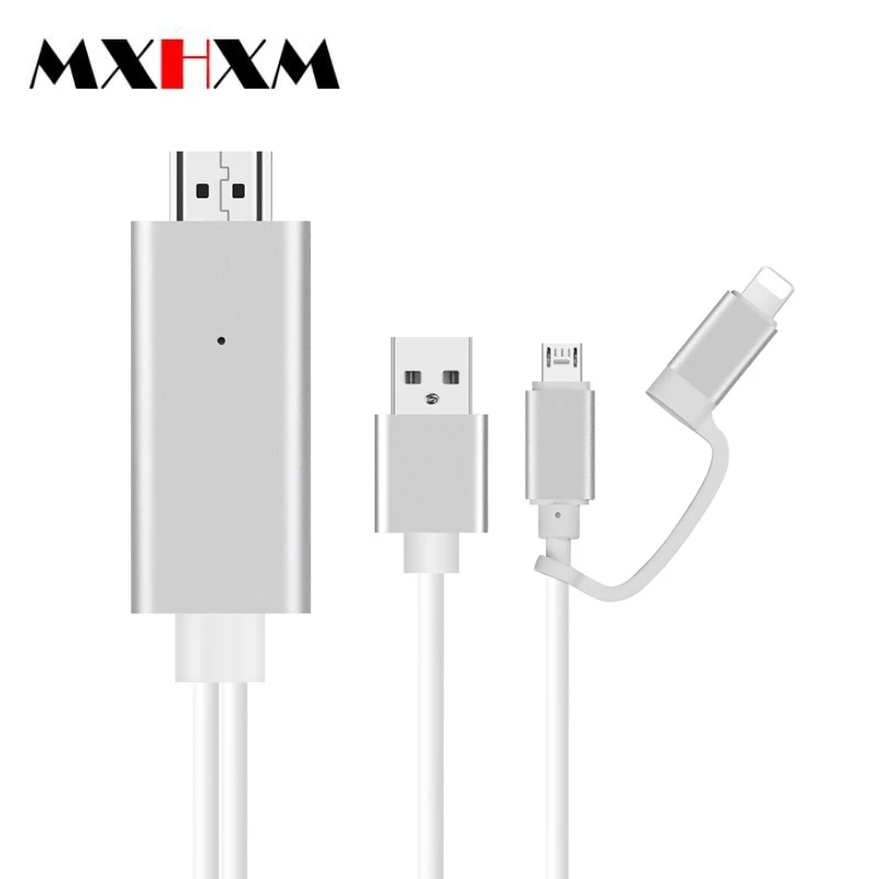 

1M 2in1 Plug and Play HDMI Cable for iphone ios device and android mobile phone