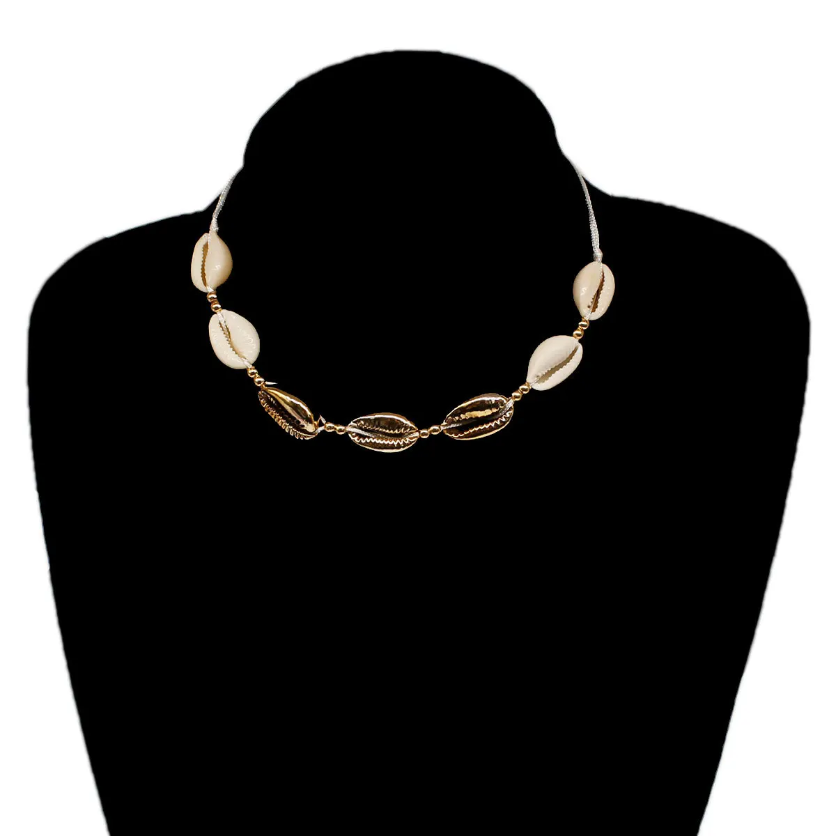 4 шт./компл. простой и прямым валиковым швом в Rope Chain, Цепочки и ожерелья Регулируемый естественная оболочка ожерелье длиной до ключиц с подвесками ювелирные изделия