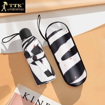 

Portable Light 5 Fold Mini Umbrella Women Folding Rain Sun Umbrella Uv Protection Black Coating Paraplu Umbrella Capsule MM60YS