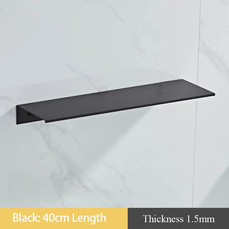 Черно-белые алюминиевые полки для ванной, кухонная настенная полка, душевая стойка, аксессуары для ванной комнаты, длина 30-50 см - Цвет: Black  40cm