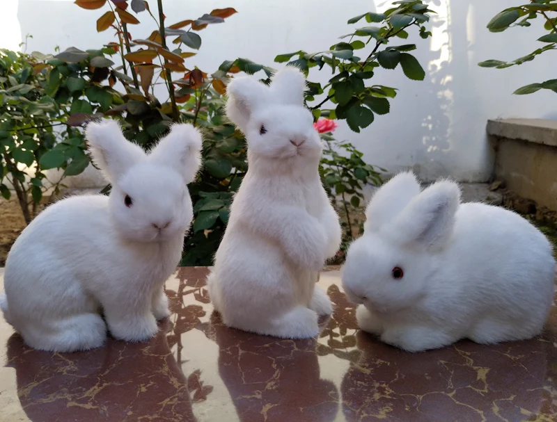 Полиэтилен и меха кролики реалистичные игрушки один лот/3 шт. белые кролики жесткий пропеллер модели домашний декорация Рождественский