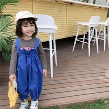 Осенний комбинезон с оборками для девочек; модные детские длинные штаны; years лет