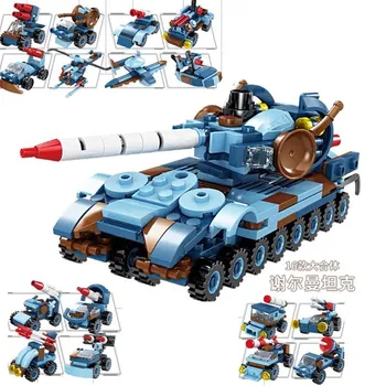 

Main Battle Tank Ship Fire Engine Car Model Building Blocks 16IN1 Sets Action Figure Deformation Toys Transformation For Kids