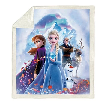 

Frozen 2 Elsa Anna Sister Olaf 3D Print Soft Throw Blanket Sherpa Backing Kids Girls Boys Birthday Present on Bed Sofa
