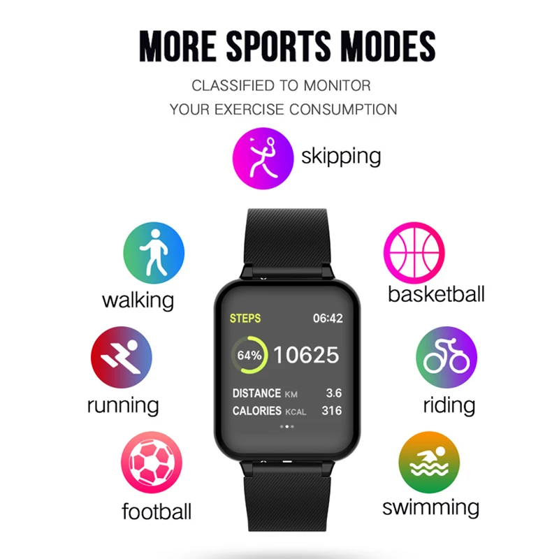 Billige B57 Smart Uhr Blutdruck Fitness Armband Uhr Herz Rate Monitor für frauen Männer Sport Smartwatch für iphone  android