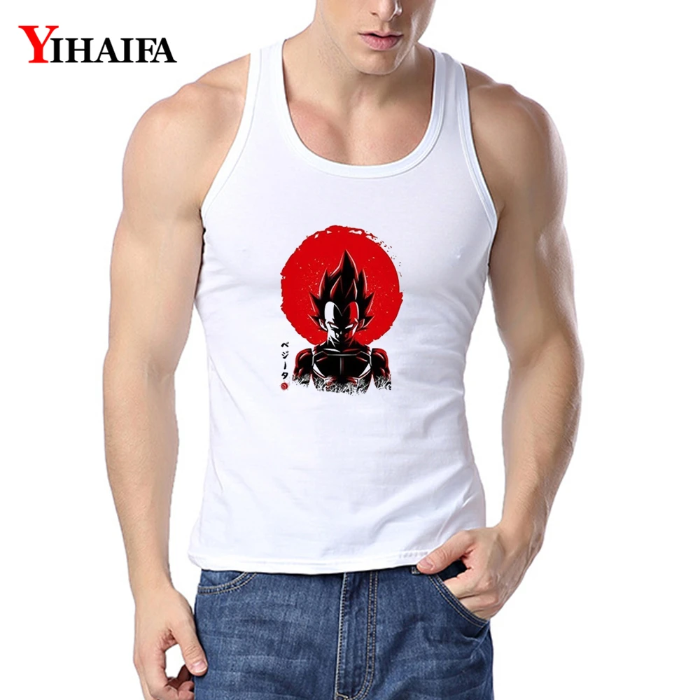 

YIHAIFA Mens Tank Top New Anime Vegeta Printed Singlet Bodybuilding Men Fitness Shirt Sleeveless Vest GYM Tops