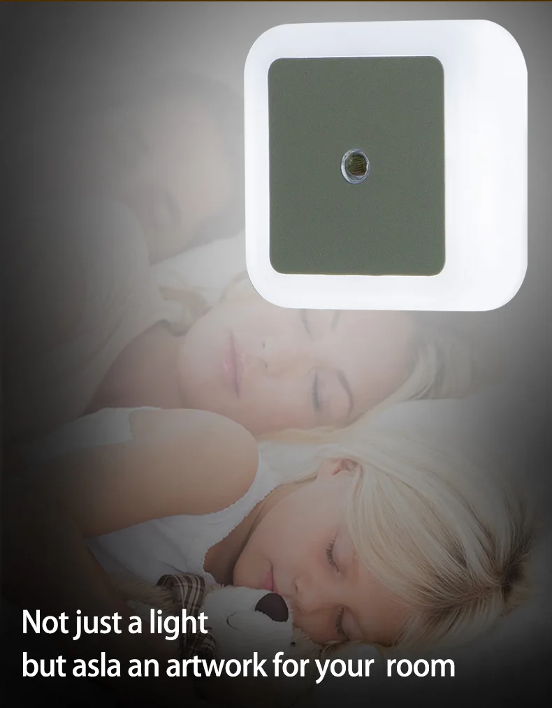 portable night light Square Smart Sensor LED Night Light Wall Socket Light 0.5W Bedroon With EU/US/UK Plug In Baby Nursery Atmosphere Light nite light