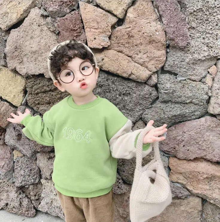Korea style girls boys t-shirt thicken full sleeve fashion winter kids girls sweatshirt 2-7t