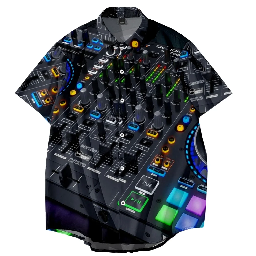 Tuner DJ Bar Summer Men Printed Shirt Short Sleeve Lapel Button Streetwear Chic Loose Clothing Mens Hawaiian Shirts Vacation 5