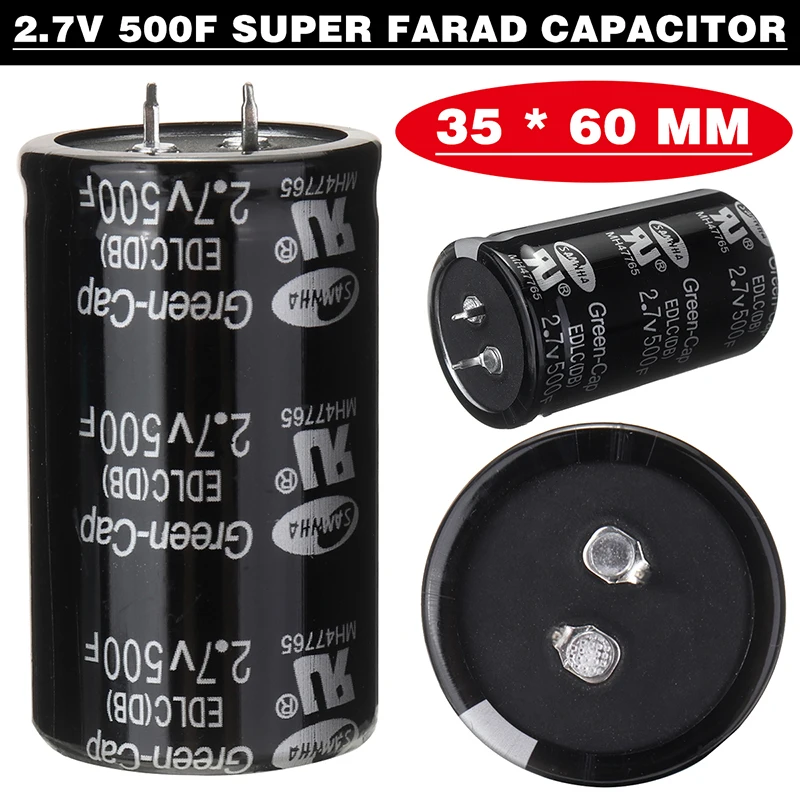 

1 Piece Super Farad Capacitor 2.7V 500F Electronic Components Car Automobile Farad Capacitor Accessories 35*60mm