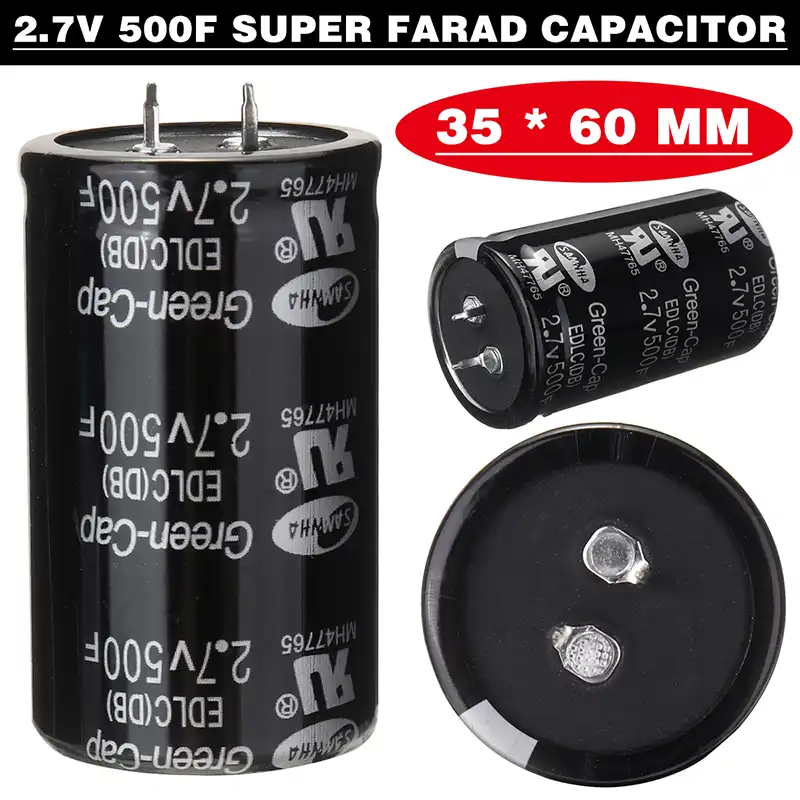 Super Farad Capacitor Cylinder 35*60mm 2.7V 500F For Car Stereo/speaker New