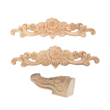 

Best 6 Pcs Decorations: 2 Pcs 20X5Cm Wood Carved Long Onlay Applique & 4 Pcs 10X6Cm Solid Wood Carved Furniture Foot Legs