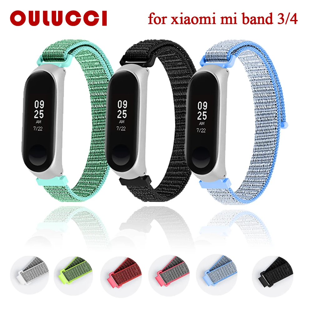 

OULUCCI Nylon loop replaceable Bracelet for xiaomi mi band 4/3 strap soft breathable Smart accessories Replacement strap for Mi Band 4 3 Wrist Strap