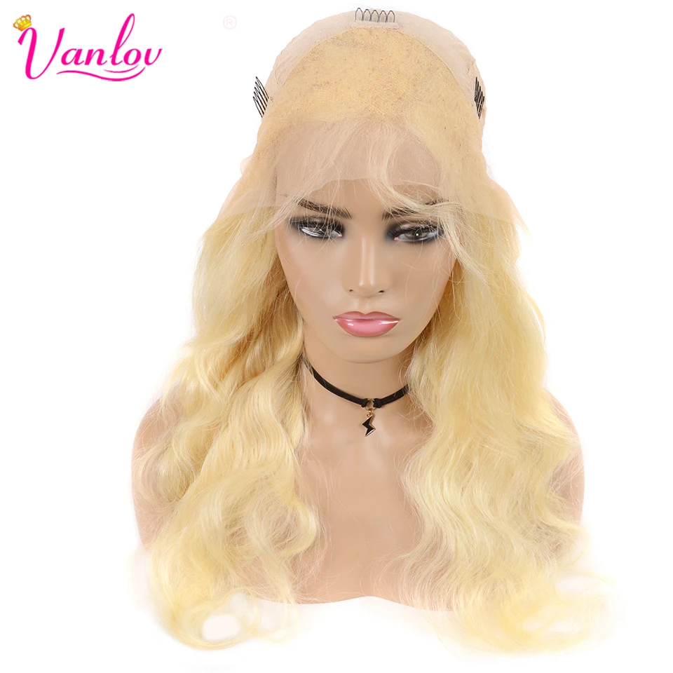 Vanlov 613 Blonde Body Wave Lace Front Human Hair Wigs For Black Women Brazilian Lace Wigs 150% Density #1B #613 Remy Wigs (6)