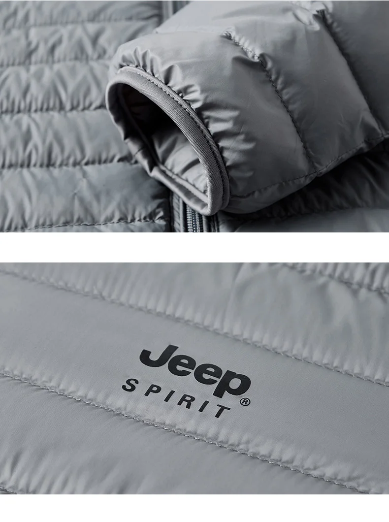 Бренд JEEP SPIRIT, легкий пуховик, мужской, Повседневный, однотонный, стоячий воротник, Осень-зима, пуховик, Мужская ветровка, теплое пальто