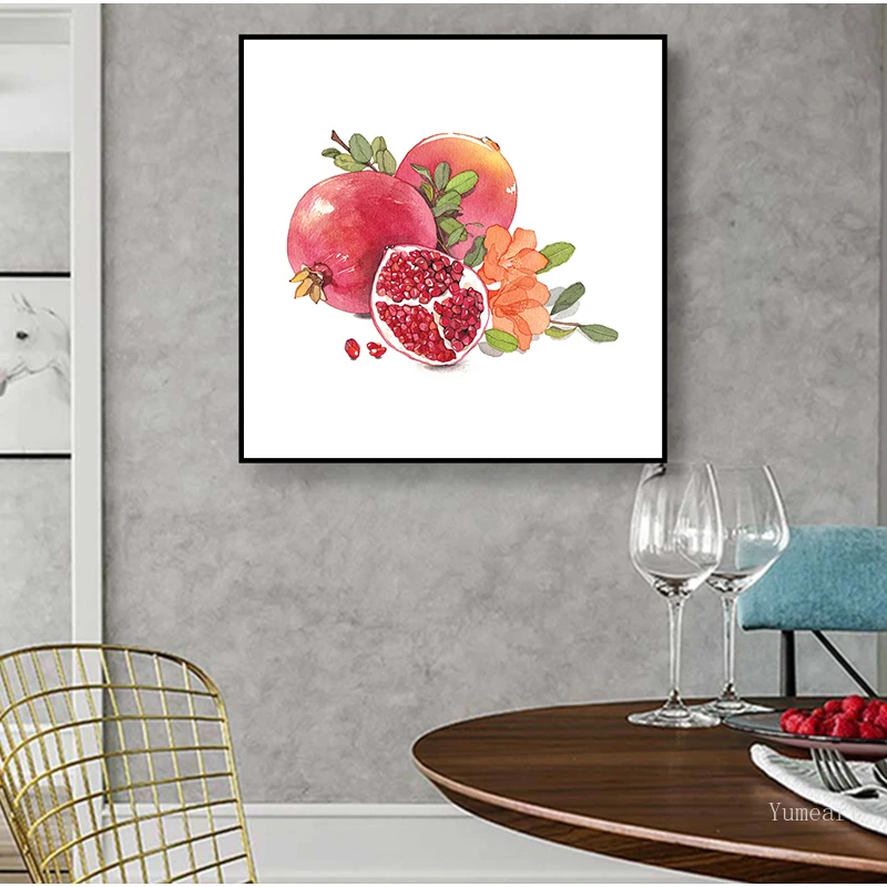 Acquerello Moderno Rosa Rossa Pianta Verde Retro Tela Pittura Poster Stampa Soggiorno Corridoio Stud Wall Art Picture Decor Unico