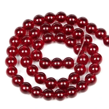 

4-12mm Natural Stone Bead Round Smooth Loose Garnet Red Glass Stone Bead For Jewelry Making DIY Charm Bracelet Necklace Handmade