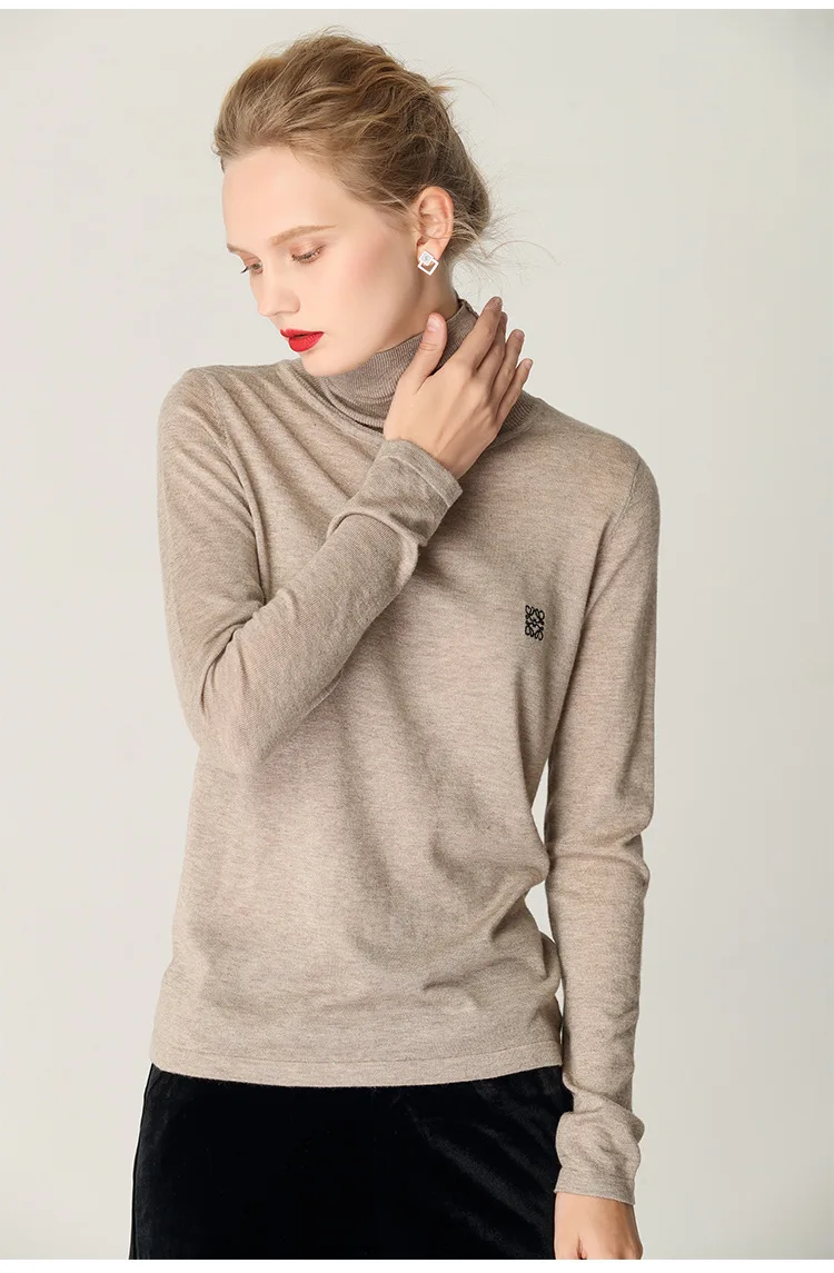 New style autumn winter sweater woman pure color soft comfortable pile collar bottom shirt self-cultivation knit sweater